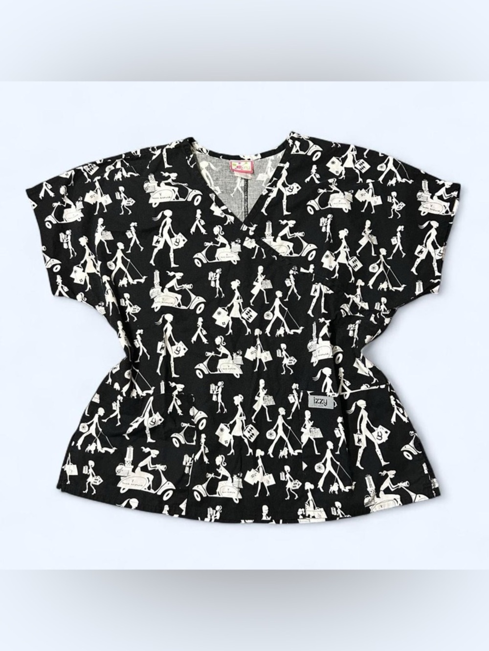 Y2K Black Graphic Scrubs Top by Izzy!